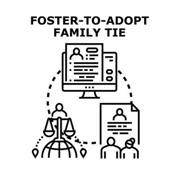 Foster to adopt family tie process concept Stock-Illustration