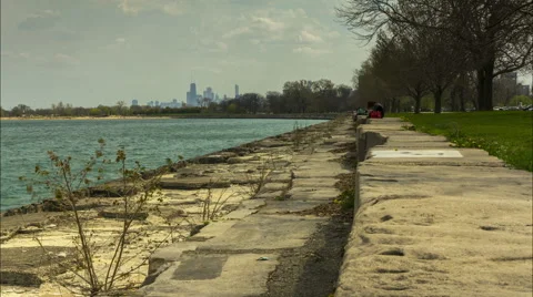 Foster Beach and Steps in Chicago 4K Stock Footage 52527647