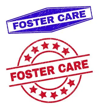 FOSTER CARE Corroded Watermarks in Circle and Hexagonal Forms Illustrazione stock