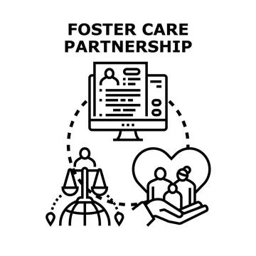 Foster care partnership concept helping vulnerable children Stock Illustration