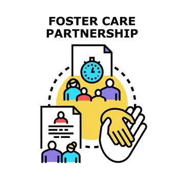 Foster care partnership program planning uniting families Stock Illustration