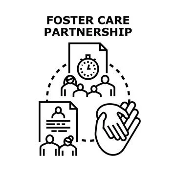 Foster care partnership program planning uniting families Stock Illustration