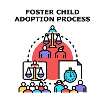 Foster child adoption process concept vector illustration Stock Illustration