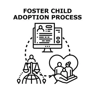 Foster child adoption process outline with legal and family support Stock Illustration