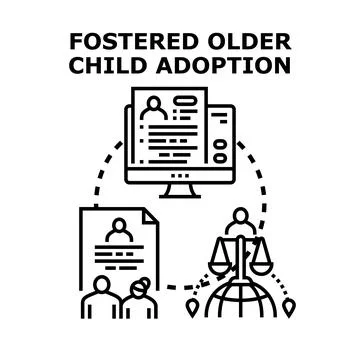 Fostered older child adoption process concept Stock Illustration