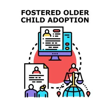 Fostered older child adoption process concept Stock Illustration