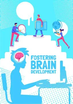 Fostering brain development poster flat vector template Stock Illustration