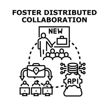 Fostering distributed team collaboration and remote work development Stock Illustration