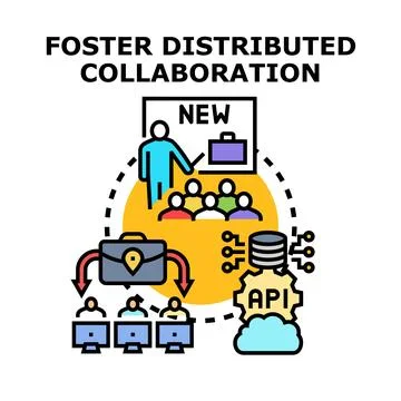 Fostering distributed team collaboration and remote work development Stock Illustration