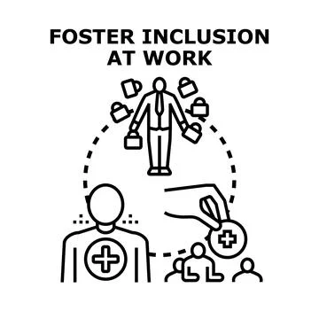 Fostering inclusion and diversity at work concept creating opportunities Stock Illustration
