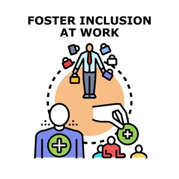 Fostering inclusion and diversity at work concept creating opportunities Stock Illustration