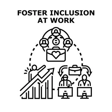 Fostering inclusion at work creating diverse team opportunities Stock Illustration