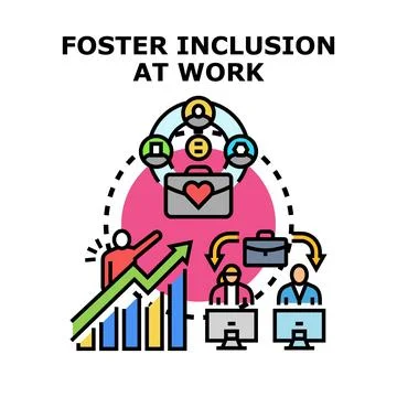 Fostering inclusion at work creating diverse team opportunities Stock Illustration