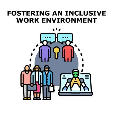 Fostering an inclusive work environment with diverse teams Stock Illustration