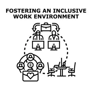 Fostering inclusive work environment for successful team collaboration Stock Illustration