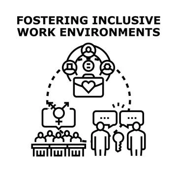 Fostering inclusive work environments for diverse people Ilustração Stock