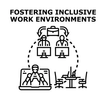 Fostering inclusive work environments with remote and office teams イラスト素材