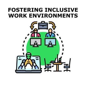 Fostering inclusive work environments with remote and office teams イラスト素材