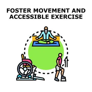 Fostering movement and accessible exercise for inclusion Stock Illustration
