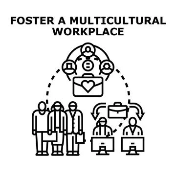 Fostering multicultural workplace by valuing diversity and inclusion Stock Illustration