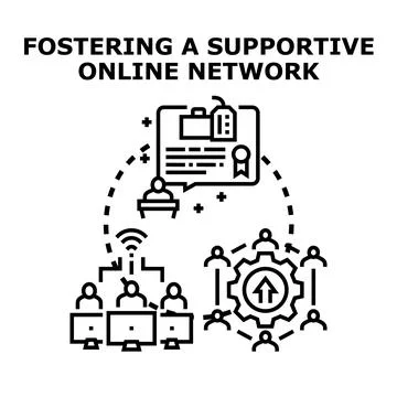 Fostering a supportive online network concept vector 스톡 일러스트