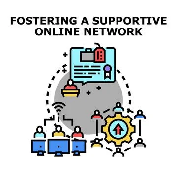 Fostering a supportive online network concept vector Stock Illustration