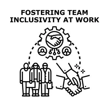 Fostering team inclusivity and collaboration at work Stock Illustration