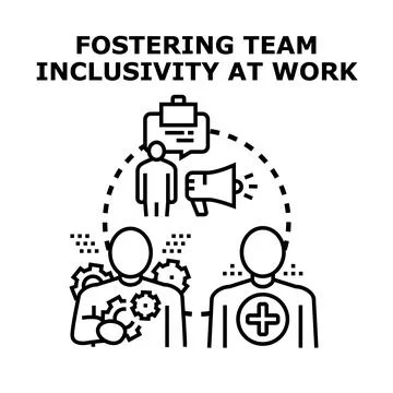 Fostering team inclusivity at work concept Stock Illustration