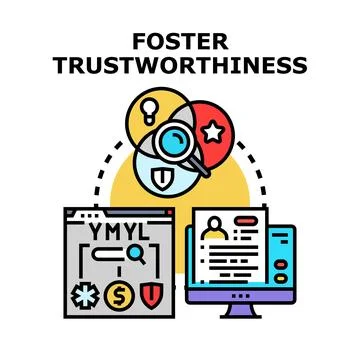 Fostering trustworthiness for online content and seo Stock Illustration