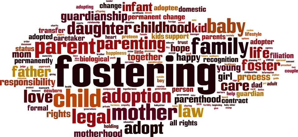 Fostering word cloud Stock Illustration