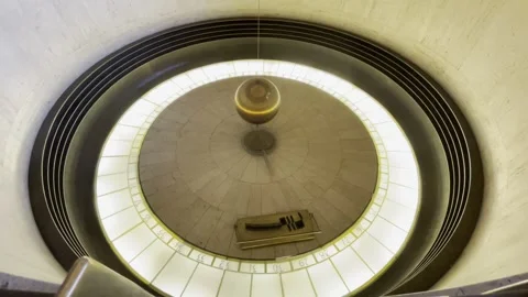 Foucault Pendulum in Griffith Observatory in Los Angeles California Stock Footage 296351261