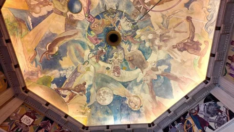 The Foucault pendulum is located at Griffith Observatory. Stock Footage 338029922