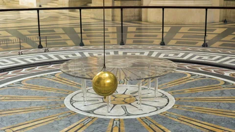Foucault Pendulum in movement in the Pantheon - Paris, France Video stock 155657316