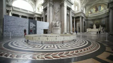 Foucault pendulum in Pantheon in Paris Stock Footage 12599850