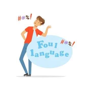 Foul language, man swearing, bad habit vector Illustration Stock Illustration