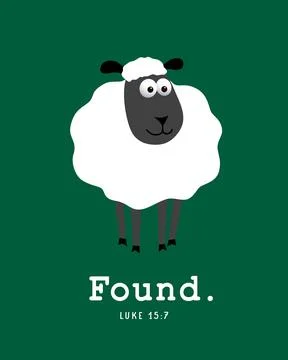 Found, Luke 15:7 - Sunday school t-shirt design 스톡 일러스트