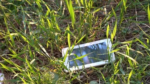 Found a phone in the grass Stock Footage 91381918