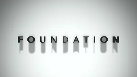 Foundation 3D title animation matte black text on a white background Stock Footage 300717368