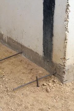 Foundation blind area preparing. Basic formwork marking. Blind area construct Stock Photos