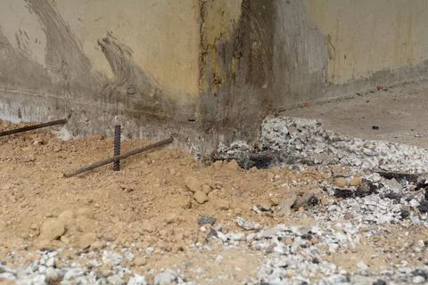 Foundation blind area preparing. Basic formwork marking. Blind area construct Stock Photos