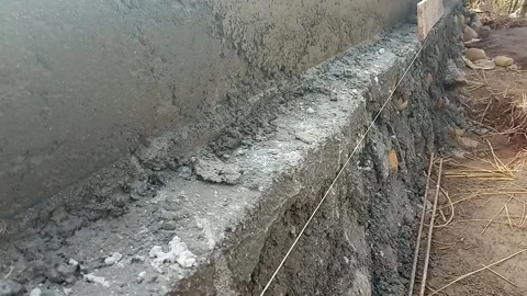 The foundation of the building is strong and solid, straight. concrete building Stock Footage 167529452