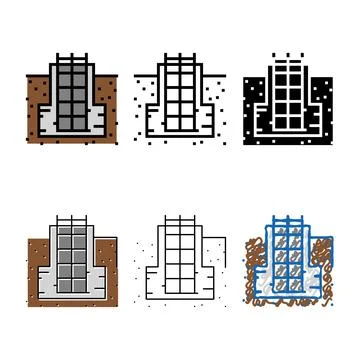 Foundation building structure color icon vector multipack Stock Illustration