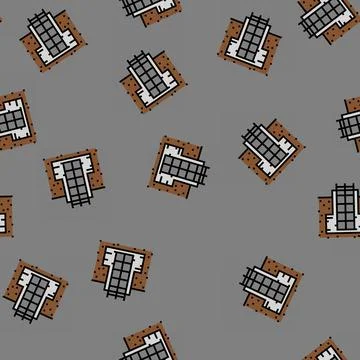 Foundation building structure vector seamless pattern 스톡 일러스트