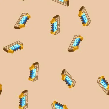 Foundation cement isometric icon seamless pattern 스톡 일러스트