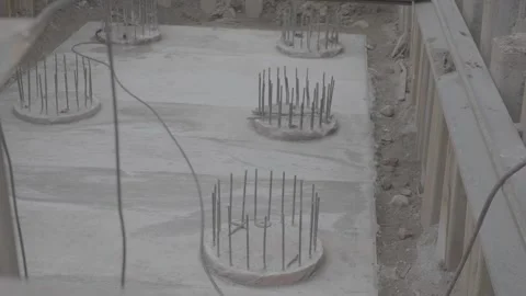 The foundation is filled with concrete Stock Footage 287989124