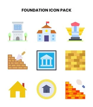 Foundation Flat Graphics Icons Pack Stock Illustration
