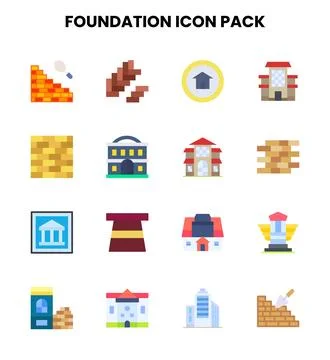 Foundation Flat Graphics Icons Pack Stock Illustration