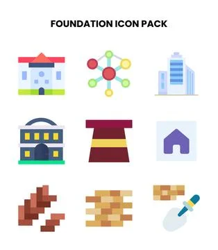 Foundation Flat Scalable Icons Pack Ilustración de archivo