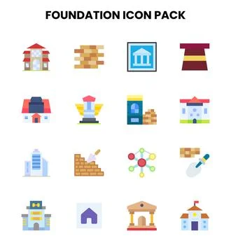 Foundation Flat Scalable Icons Pack Stock Illustration