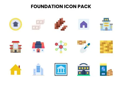 Foundation Flat SVG Icons Pack Stock Illustration